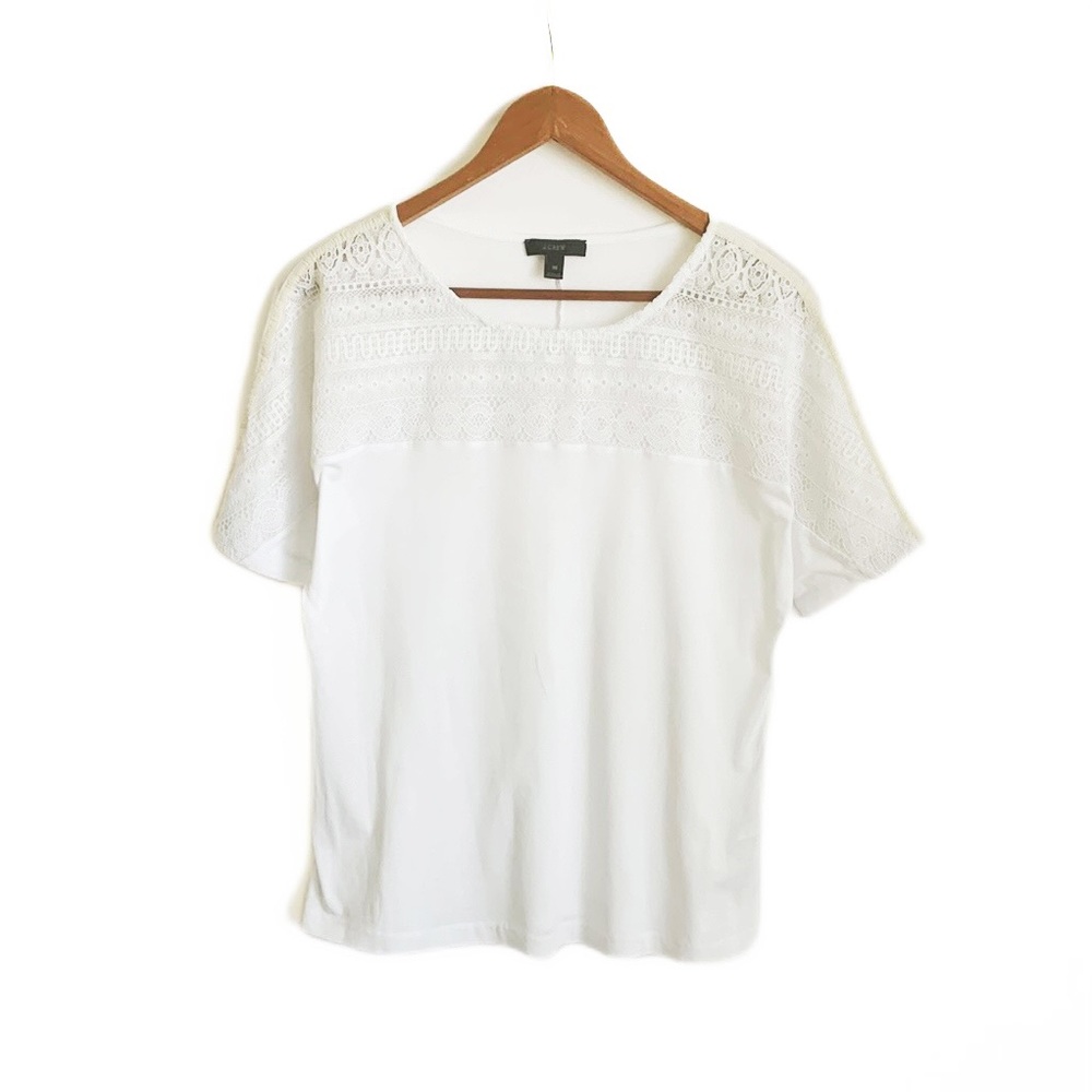 J. Crew Mixed Media Lace Tee
